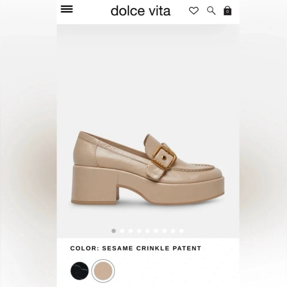 Dolce Vita Yonder Sesame Crinkle Patent Leather Platform Loafer NWOT Size 8